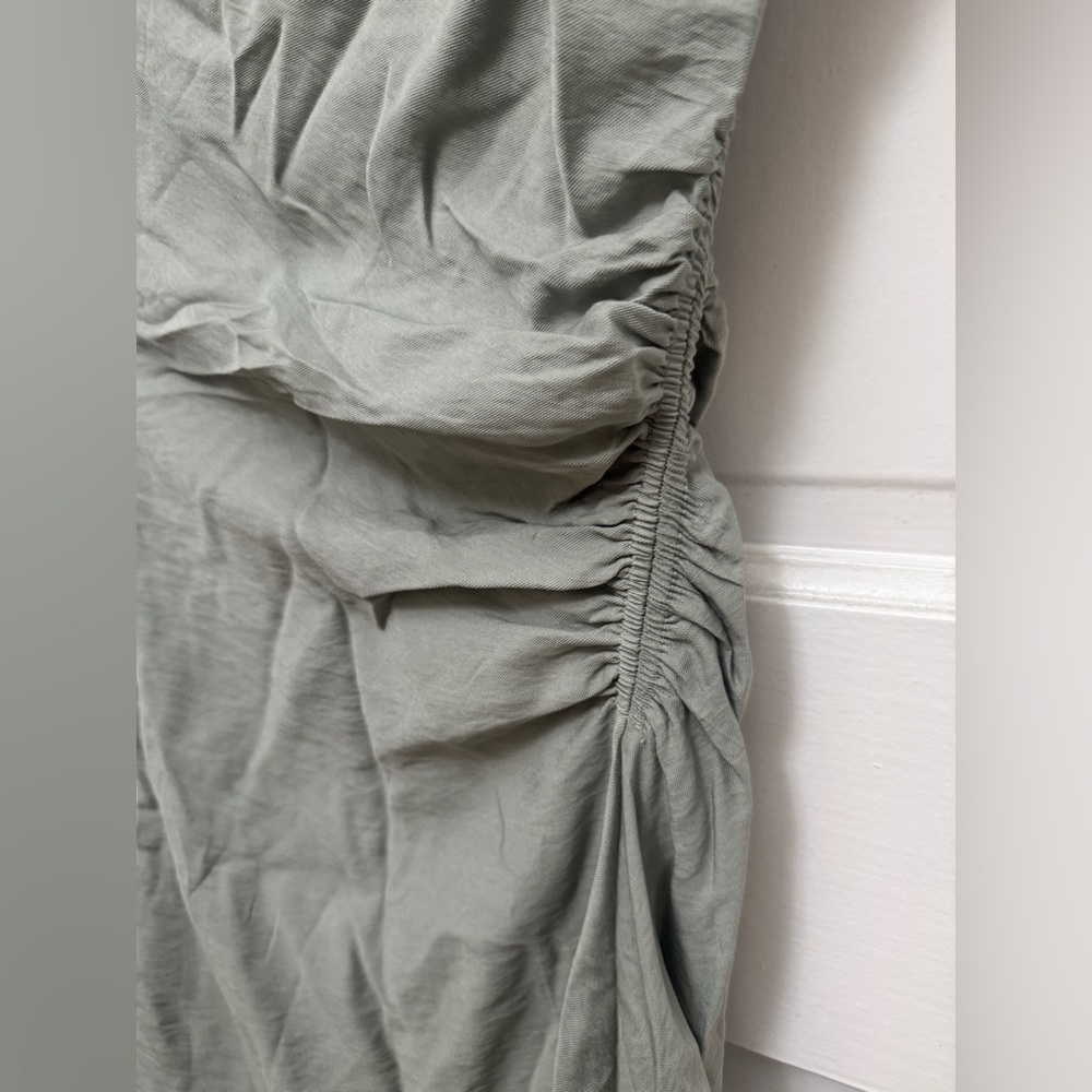 NWT - Mango asymmetrical draped short dress, sage green, size S - Picture 10 of 11